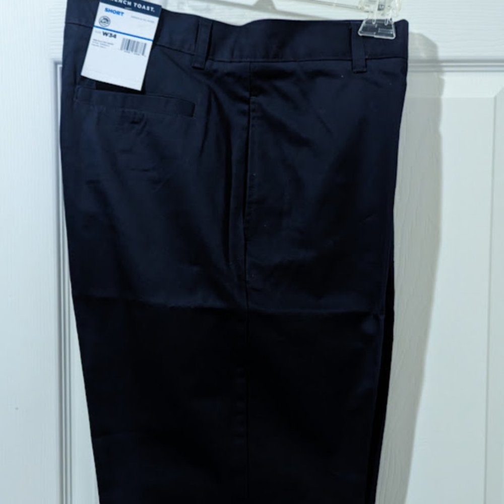 Chino Navy Uniform Casual Shorts French Toast New 34W Inseam 12"